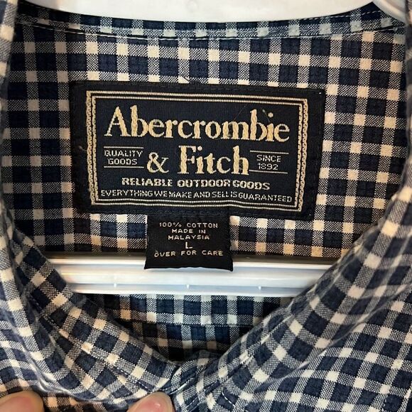 Abercrombie & Fitch Vintage Mens Casual Long sleeve Button Down Shirt Blue Large - Picture 2 of 8
